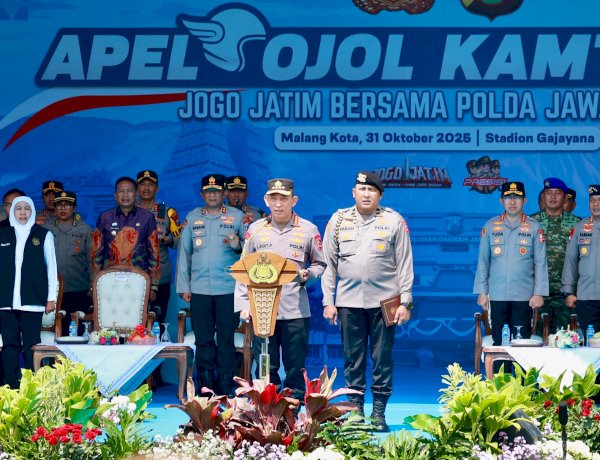 Kapolri Pimpin Apel Ojol Kamtibmas “Jogo Jatim” Bersama Polda Jawa Timur di Malang