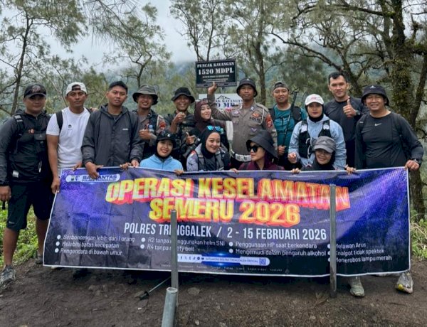 Polres Trenggalek Kampanyekan Operasi Keselamatan Semeru 2026 Dengan Muncak Bareng